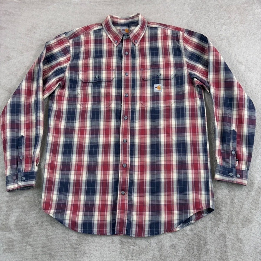 CARHARTT FR FORCE RUGGED FLEX‎ LOOSE FIT  TWILL PLAID SHIRT Men LT Large Tall